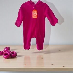 Wonder Nation hoy pink microfleece pram with a hood NWT